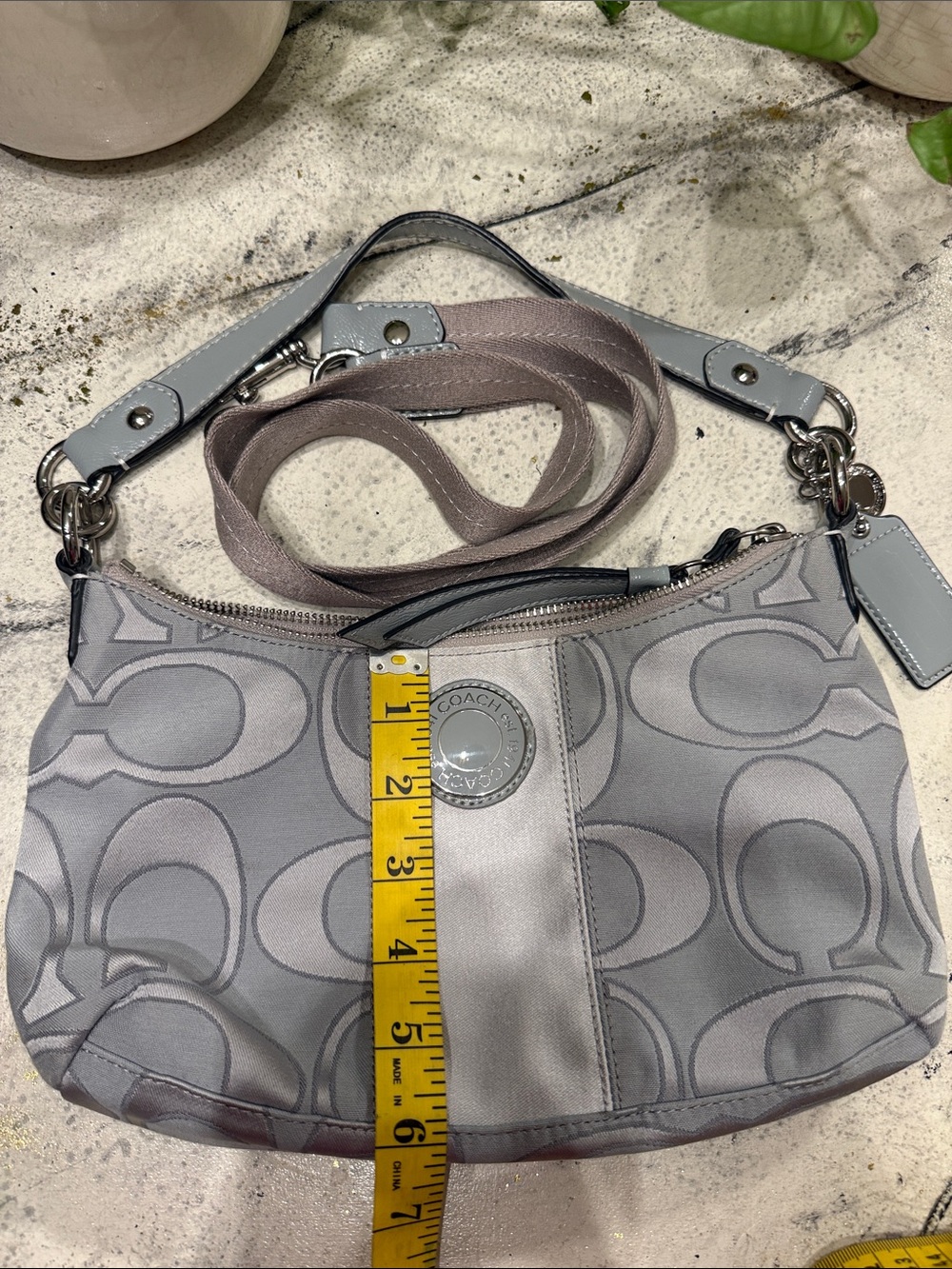 Coach 19435 Signature Jacquard Shoulder/Crossbody Bag – Gray/Silver - Picture 3 of 9